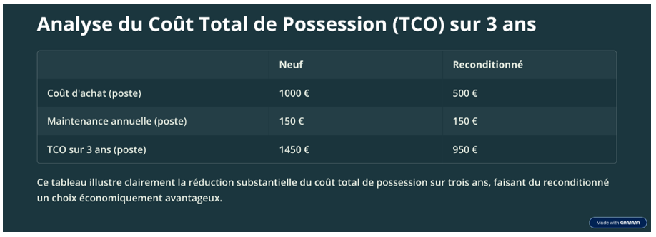 Analyse cout total possession
