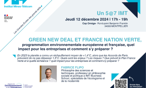 Jeudi 12 décembre - 5@7 avec Fabrice FLIPO, spécialiste de l'écologisme et de la modernité "Green New Deal et France Nation Verte"